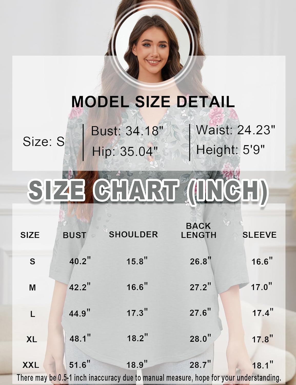 Post Shoulder Surgery Shirt for Women Tear Away 3/4 Sleeve Tops After Rotator Cuff Shirt V Neck Chemo Port Adaptive Clothing - Image 6