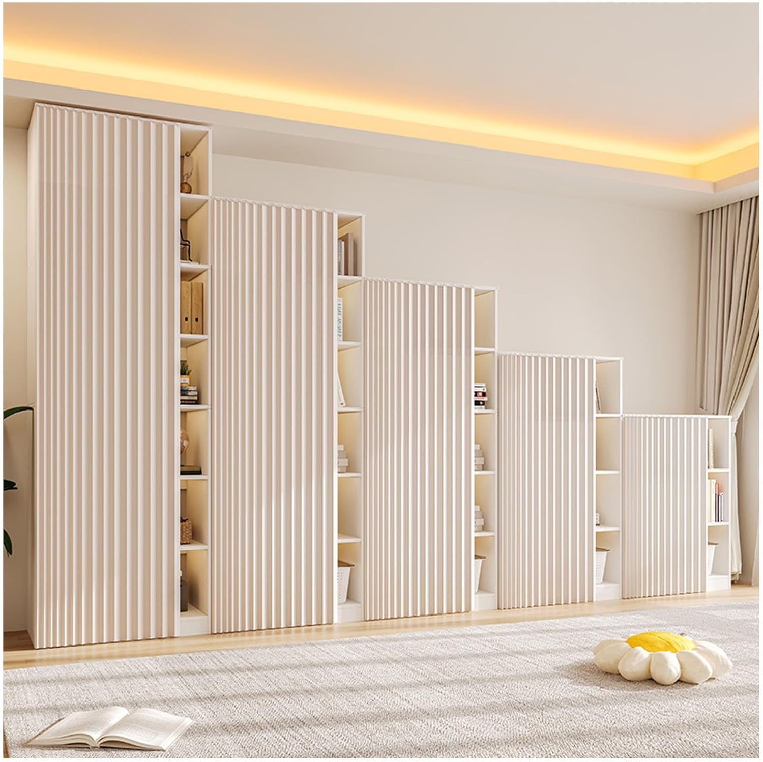 Cabinet Curtains for Shelves, Dust Proof Curtain for Shelves Privacy Closet Curtain, Doorway Curtain Closet Curtains Short Curtains for Kitchen/Office/Farmhouse(White,50x70cm)