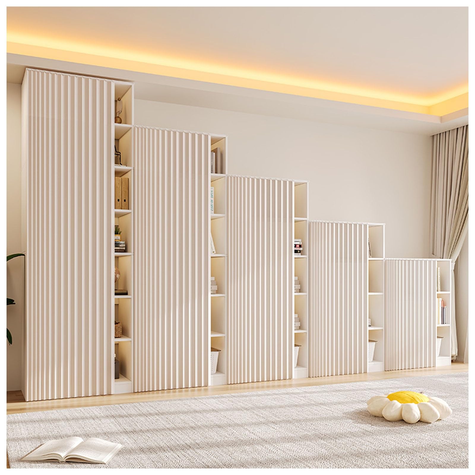 Rideau de Porte Pliant Beige pour Optimiser vos Étagères d'Armoire