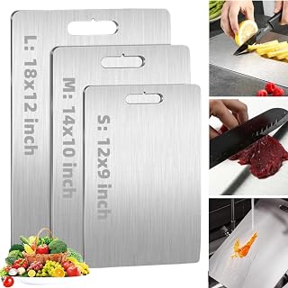 Titanium Cutting Board, 100% Pure Titanware Cutting Board, Metal Titanium Cutting Board, Stainless Steel Double Sided Chopping Boards for Kitchen Home Cooking, Hygiene and Durability, 18 x 12 inch