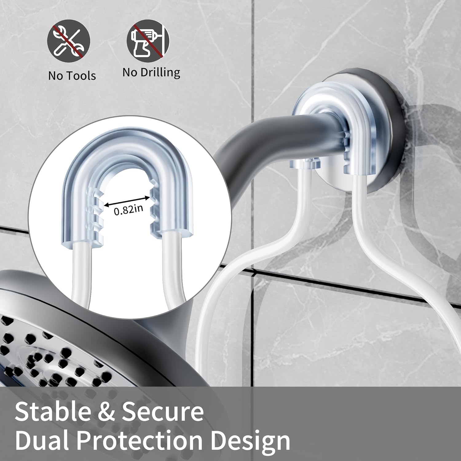 DAOYA White Shower Organizer Hanging - 2 Over The Shower Head Caddies + Soap Dish, Stainless Steel Rust-Free Bath Organizer