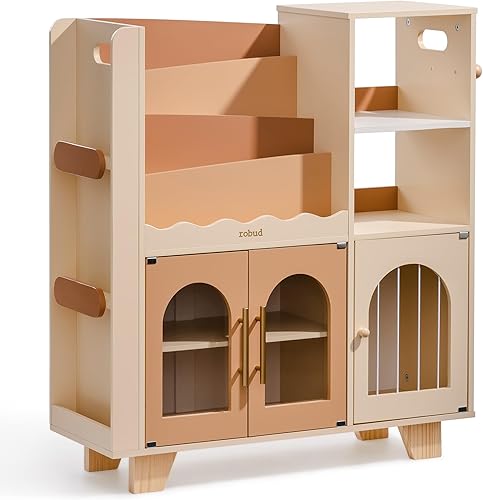 Miniatura 3 de ROBUD Organizador de almacenamiento de juguetes, organizadores y almacenamiento de juguetes todo en uno, estantería de madera para niños con 6