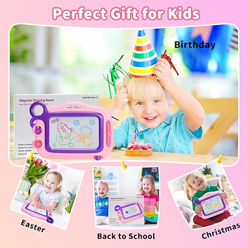 Miniatura 6 de Tablero magnético de juguetes para niños pequeños, tablero de dibujo magnético para niños pequeños, grabado de tamaño de viaje, escritura, pintura,