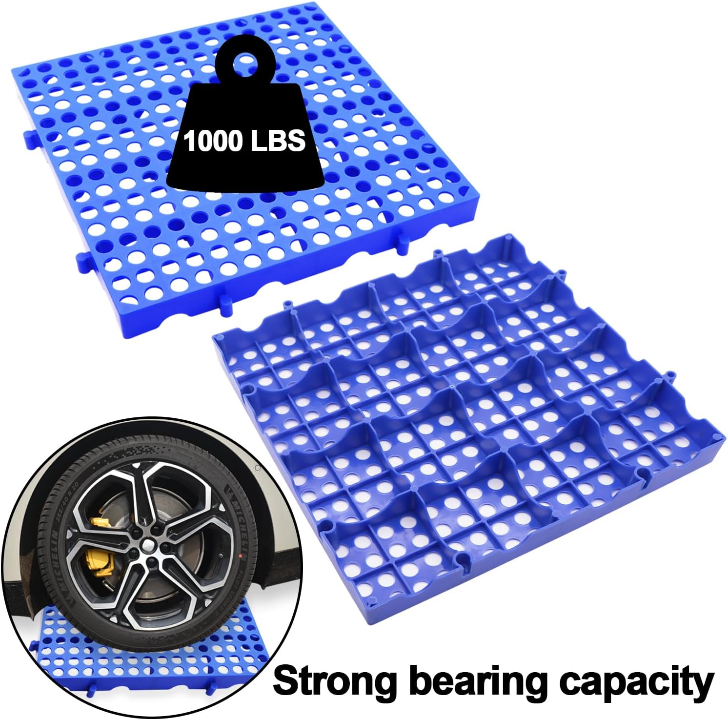 3-Pack Heavy Duty Plastic Pallets 11.8"x11.8"x1.8" Waterproof Ventilated Grid Design – Stackable Nestable Floor Pallets for Basement, Garage & Warehouse Storage