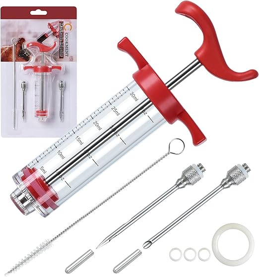 JY COOKMENT Meat Injector Syringe, 1oz Marinade Flavor