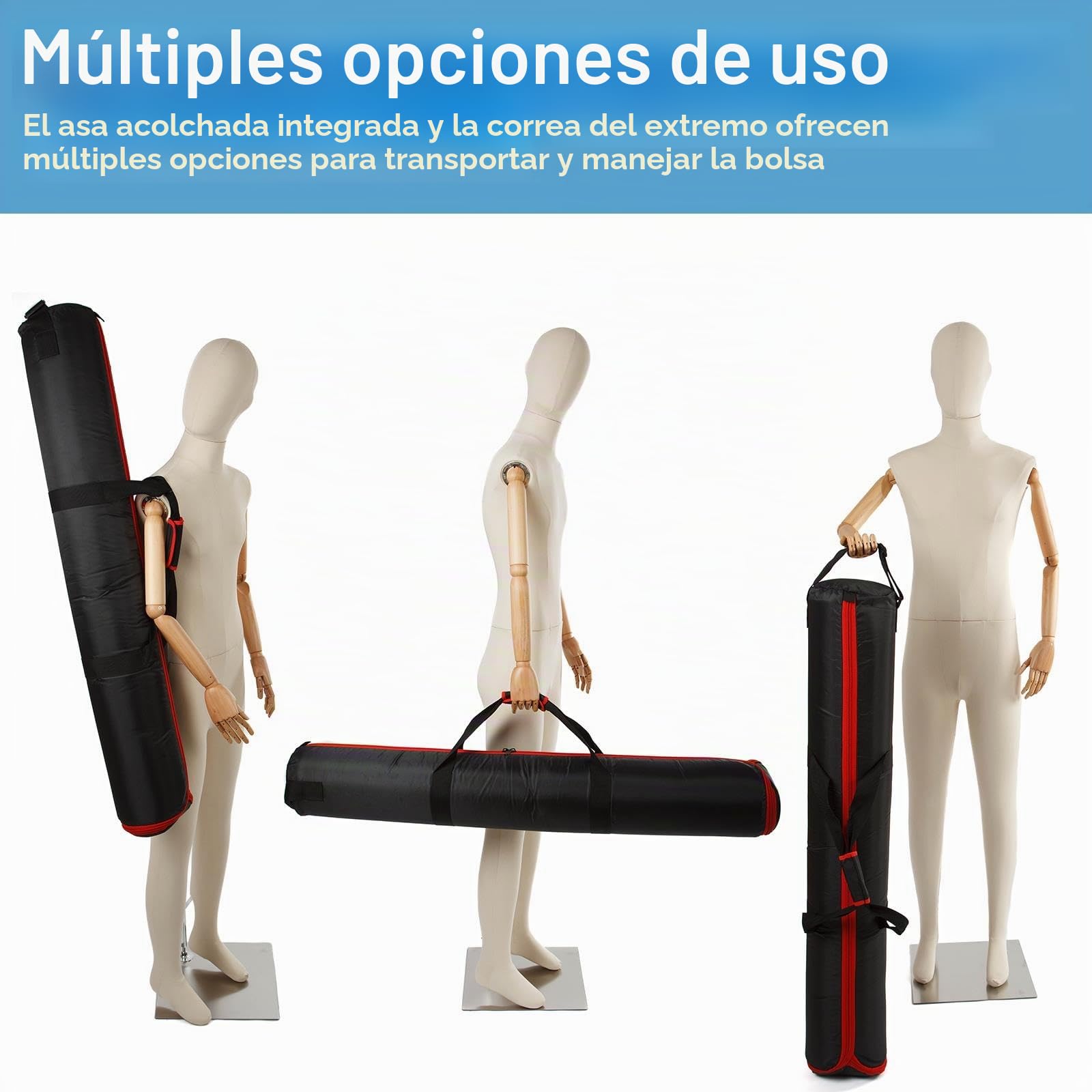 Estuche de Transporte de trípode, Bolsa Resistente Agua con manijas y 3 Compartimentos, Bolsa de Almacenamiento Acolchada para trípode, Soporte de luz, monópodo, telescopio, 123x20cm