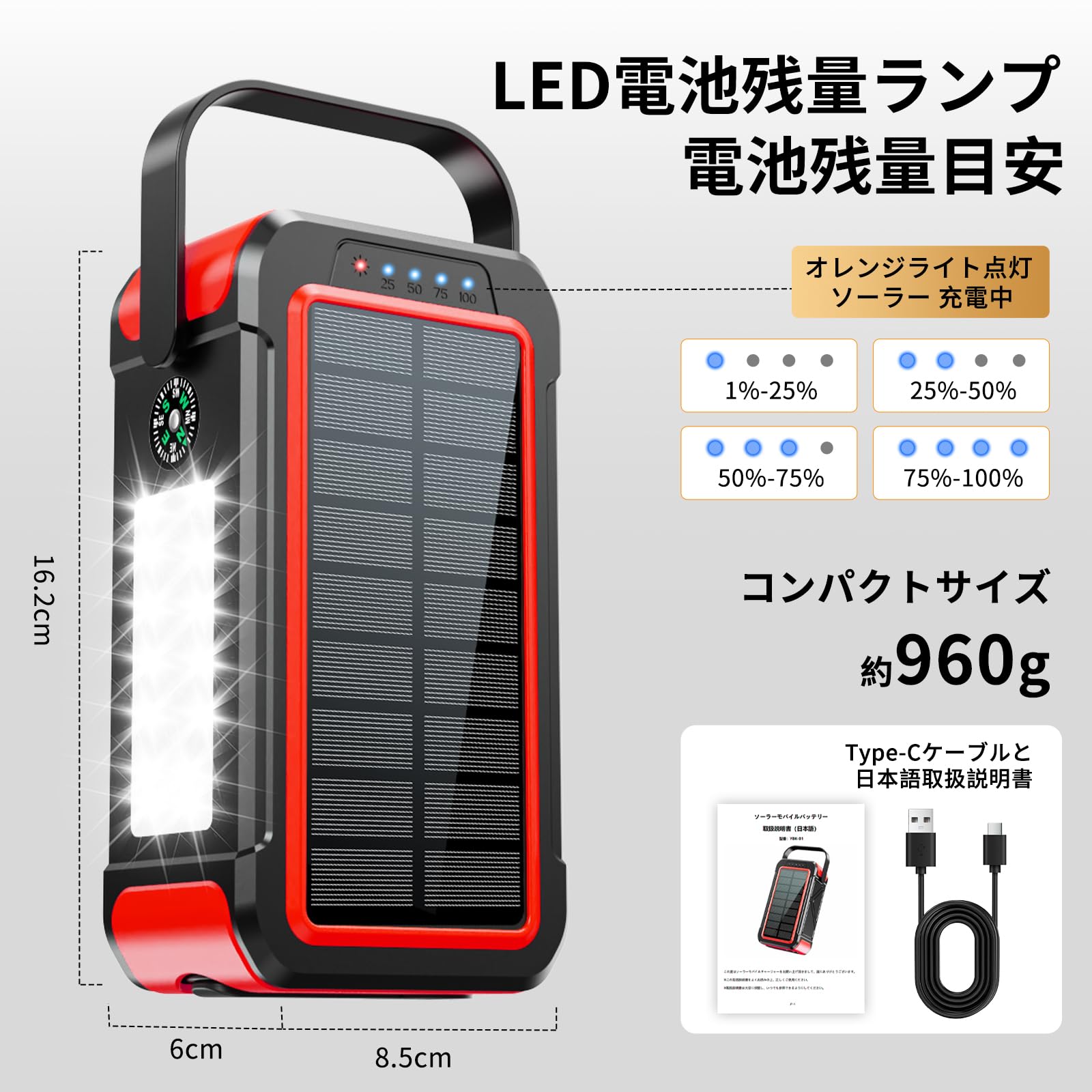 Amazon | 【2026新モデル】大容量 80000mAhソーラーモバイルバッテリー