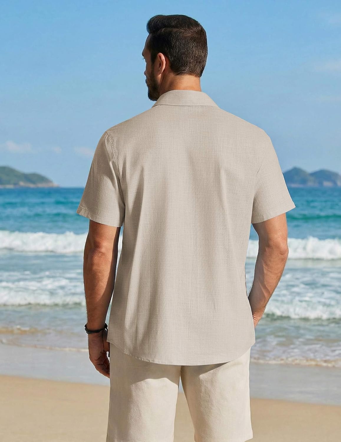 COOFANDY Men's Button Down Short Sleeve Shirt Cotton Casual Summer Shirts Textured Beach Vacation Shirts for Men - Image 5