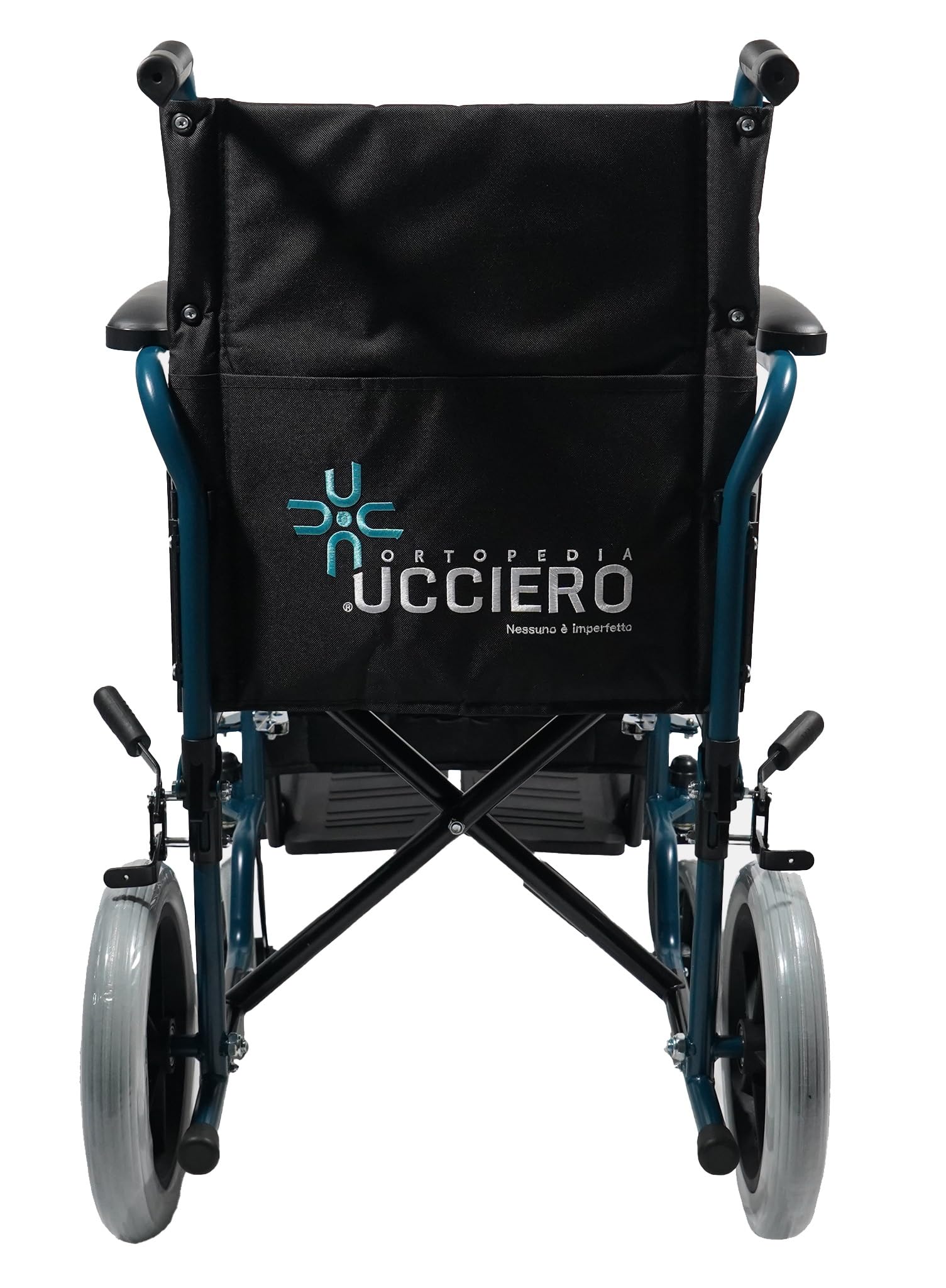 Sedia a Rotelle Pieghevole Leggera da Transito - Carrozzina per Disabili e Anziani Dotata di Braccioli e Pedane Modulari, Seduta e Regolabile - mod. Medy (40,5 cm)
