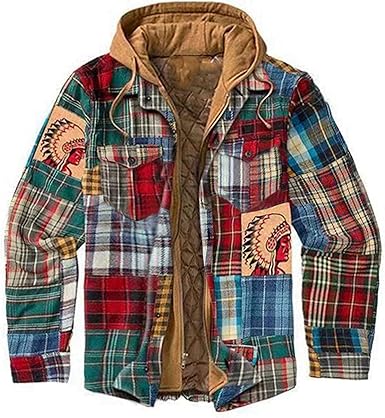 red plaid hooded jacket