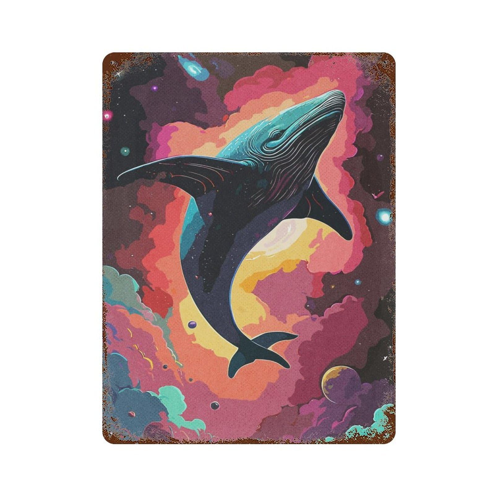 Space Shark Retro Metal Sign 15.7"x11.8", for Garage, Bar And Workshop Decor, Shabby Chic Decor