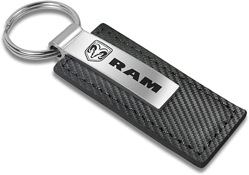 Miniatura 2 de Au-Tomotive Gold, INC. Llavero de cuero con textura de fibra de carbono negra con logotipo RAM, Negro -