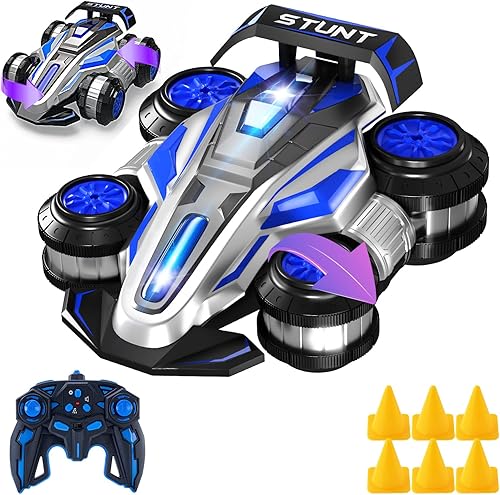 Auto de acrobacias con control remoto 114 para niños, giratorio de 360, 4WD, autos RC con luces musicales verticales para caminar con cuatro ruedas