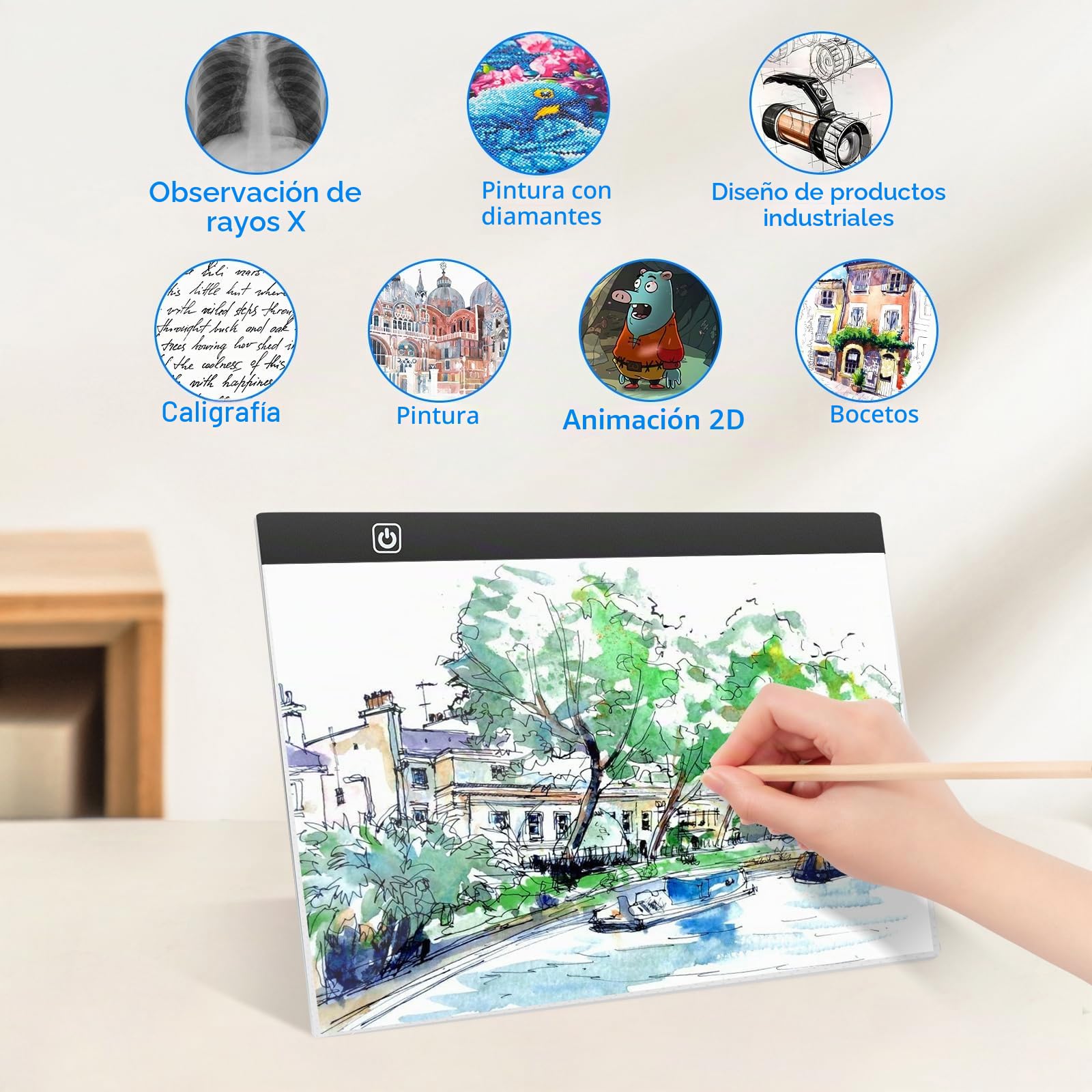 VFANDV Mesa de Luz A3, LED Tableta de Luz Dibujo de Dibujo Portátil con Brillo Ajustable Mesa de Luz para Calcar con Cable USB Mesa de Luz de Dibujo para Bocetos Diseño Dibujo Diamante Pintura
