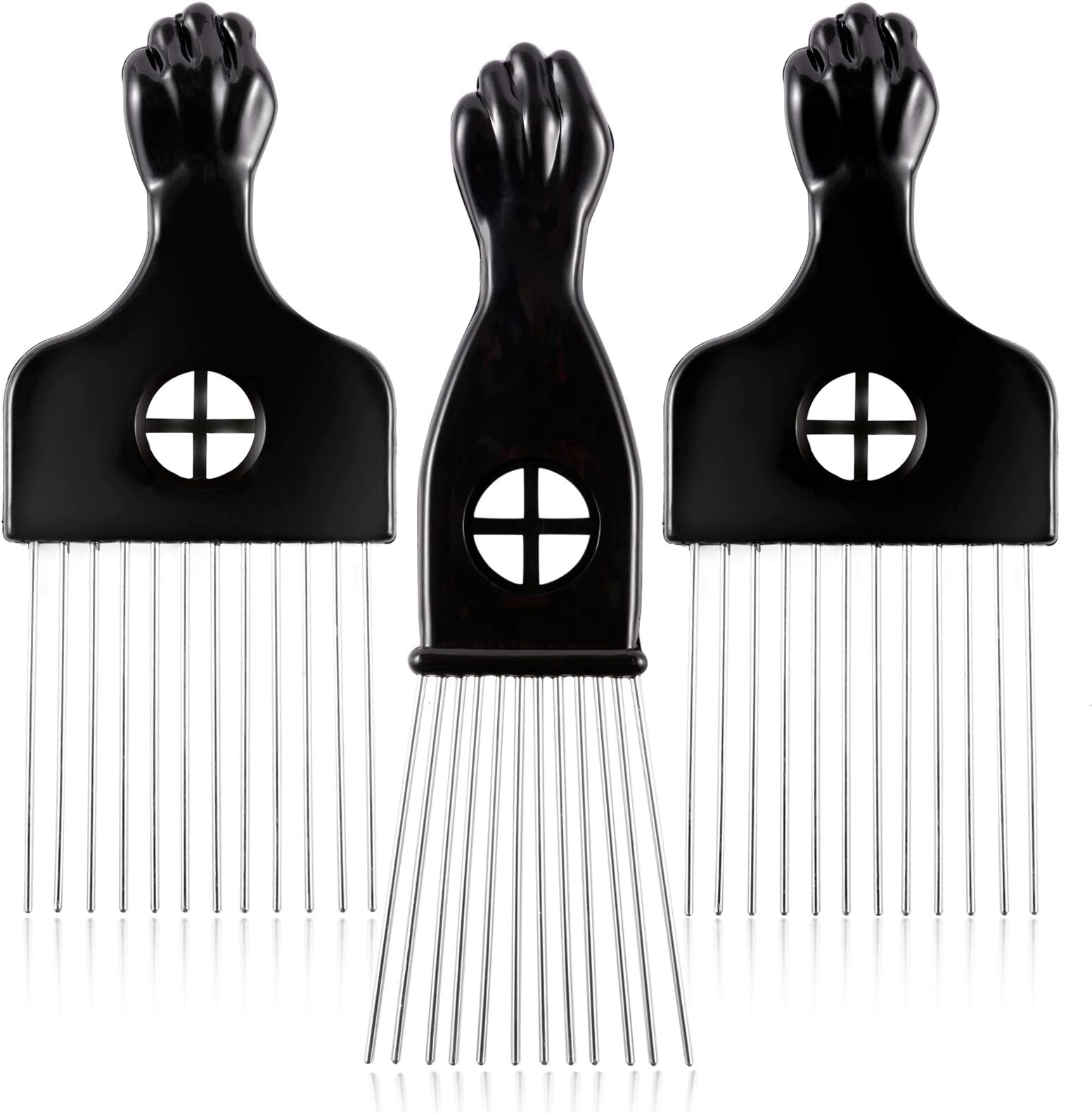 3 Pack CAREHOOD Metal Afro Lift Comb - Wide Tooth for Men's and Women's Curly/Textured Hair, Detangling Tool for Wigs, Braids, and Styling