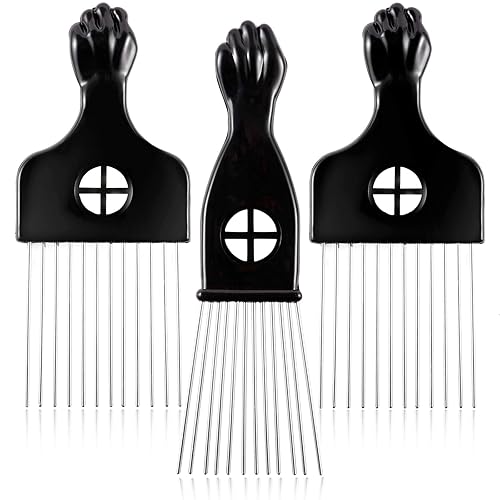 CAREHOOD - Paquete de 3 peines de metal Afro Lift  Dientes anchos para hombres y mujeres, cabello rizadotexturizado, herramienta para desenredar