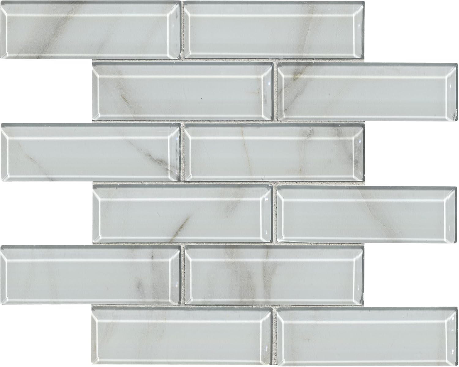 MSI Ivory Amber 12 in. x 12 in. Glass Beveled Subway Mosaic Tile, for Bathroom, Kitchen Backsplash, Shower, and Accent Wall