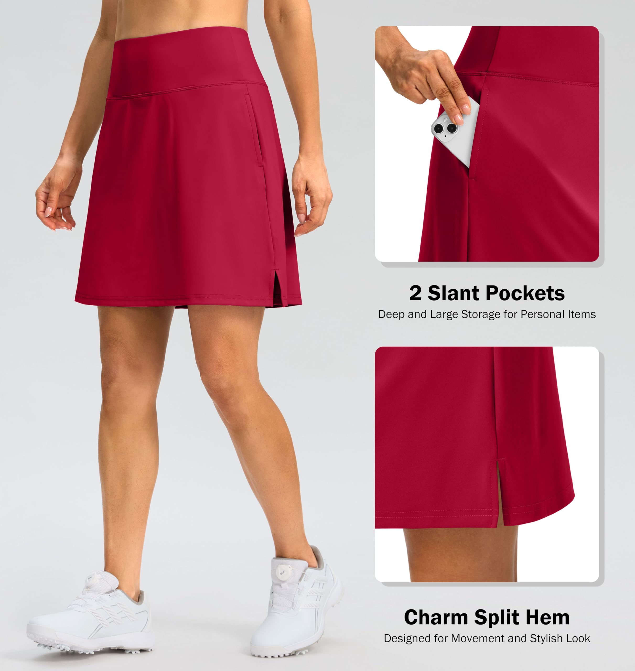SANTINY - Falda de tenis deportiva de 45,7 cm para mujer, con 3 bolsillos, cintura alta, para viajes casuales de verano