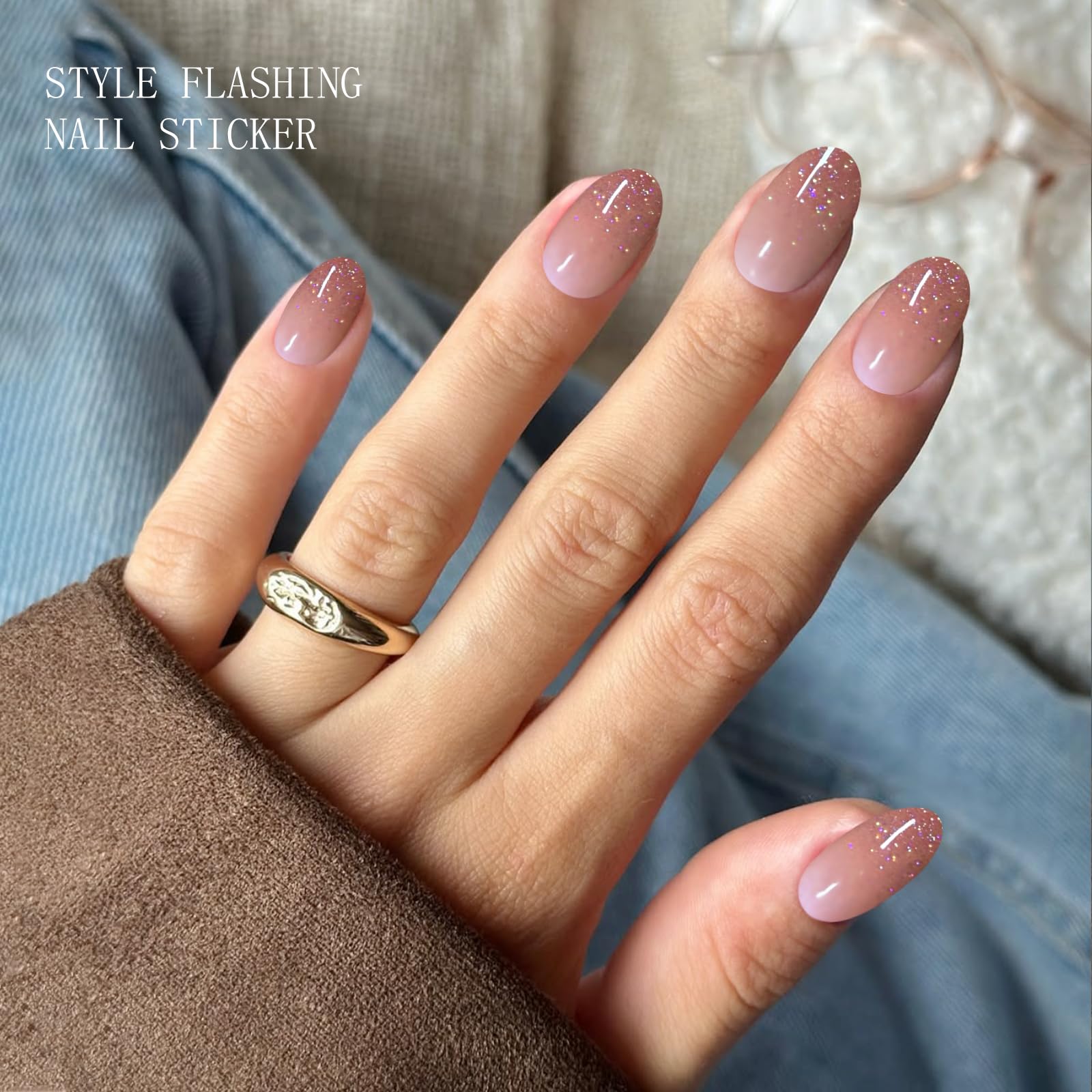 JMEOWIO Glitter Gradient folia do paznokci UV Żel Nail Art naklejka naklejka na paznokcie samoklejąca dekoracja paznokci