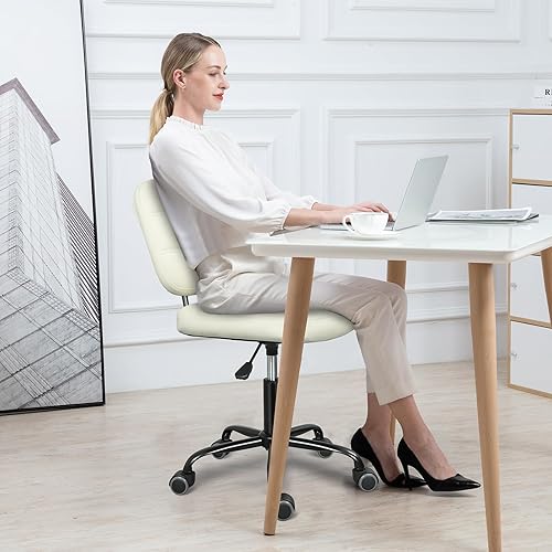 Miniatura 2 de Silla de escritorio de oficina en casa sin brazos con ruedas, moderna silla ergonómica con ruedas giratorias de 360, sillas de tareas de computadora