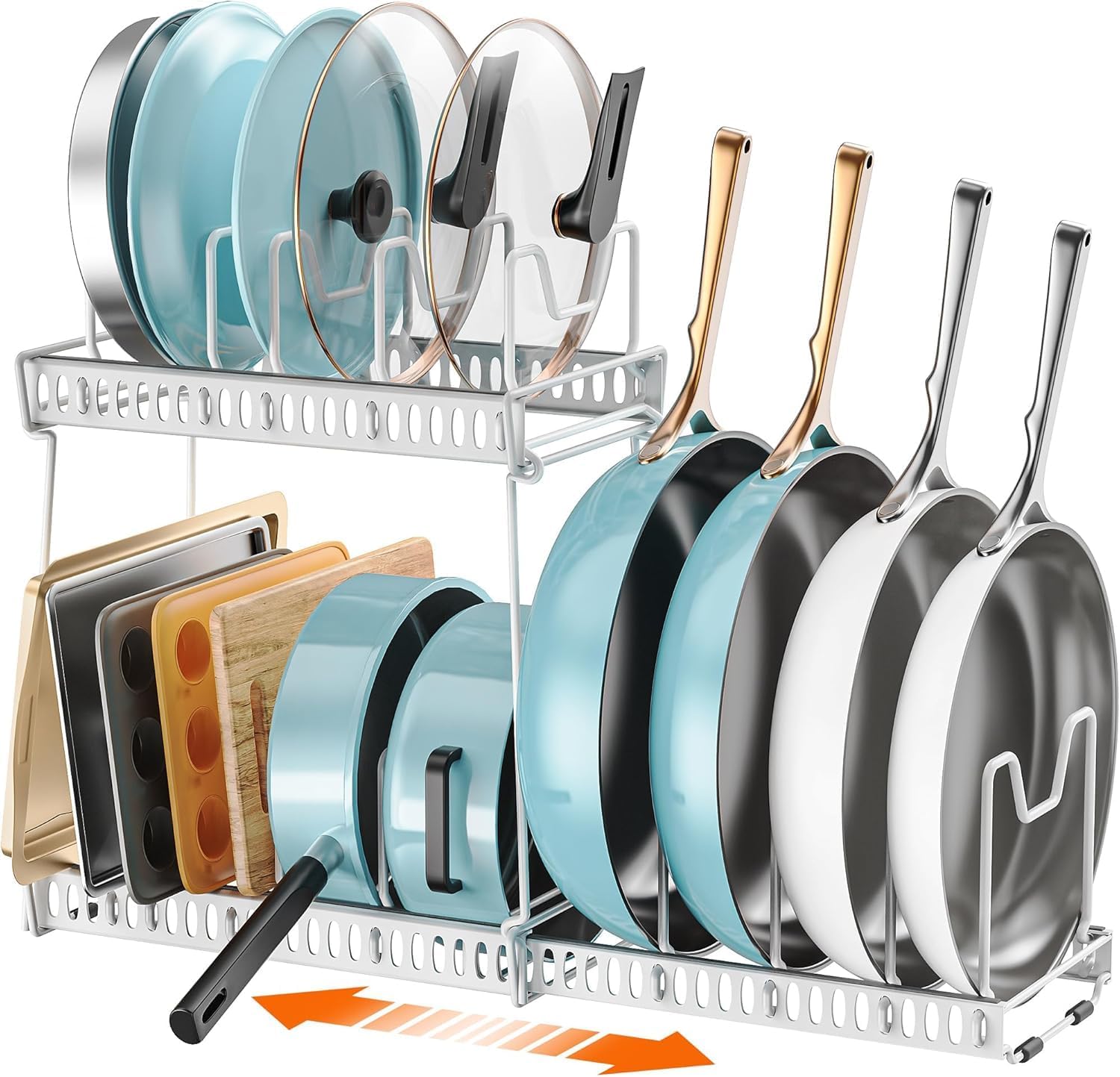 3-Pack Pots and Pans Organizer for Under Cabinet, Bright White