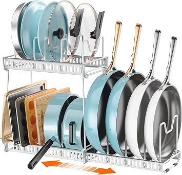 3-Pack Pots and Pans Organizer for Under Cabinet, Bright White