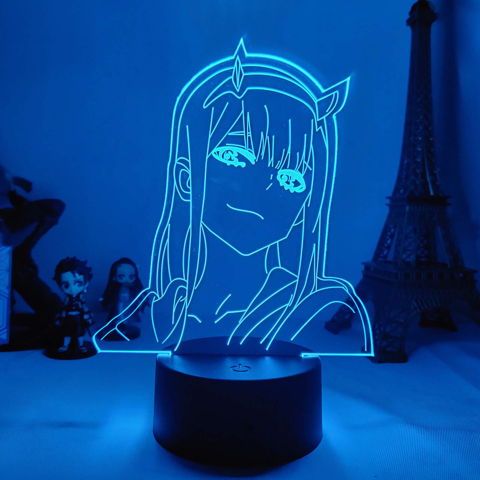 Darling in Franxx 3D Optical Illusion Lamp, Anime Figure Night Light for Kids, 7 Colours Changing Acrylic LED Night Light for Boys and Girls as on Birthdays or Holidays Gift