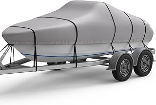 RVMasking 1200D Full Heavy Duty Boat Cover, 22-24ft Waterproof Trailerable Heavy Duty Marine Grade Bass Boat Cover, Fits T...