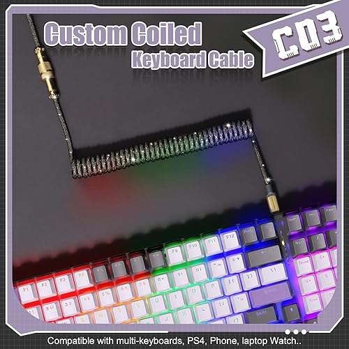 Miniatura 2 de ZIYOU LANG C03 Cable USB C a A en espiral personalizado con cable de espiral de nailon trenzado de doble manga desmontable línea de resorte