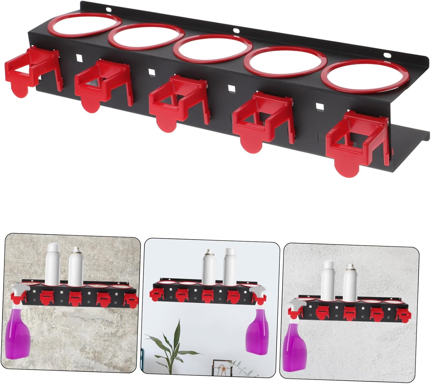 Multi-Function Spray Bottle Hanger Wall-Mount Rack Storage Organizer for Cleaning Tools Home Beauty Shop