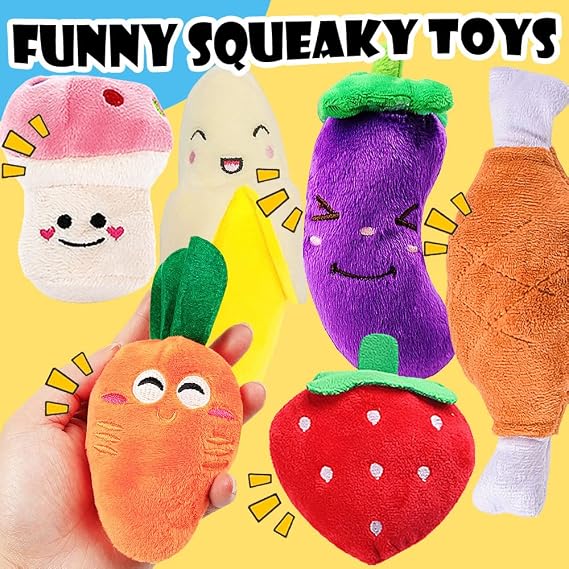 Speedy Panther 6 Pcs Squeaky Dog Toys, Plush Dog Toys, Dog Teddy Toys, Dog Teething Toys, Puppy Chew Toys for Small Medium Dogs