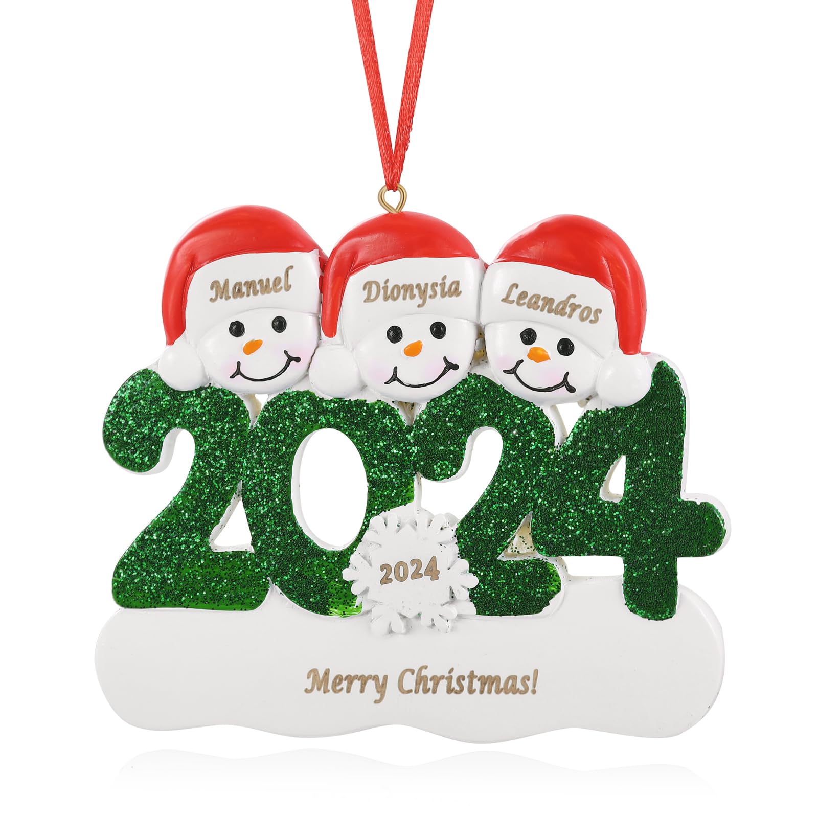 2024 Christmas Ornaments Personalised Family Names Christmas Tree Ornament Snowman Hanging Christmas Ornaments Decoration Gifts (3 Names)