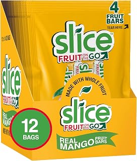 SLICE Fruit Bars, Mango, Vegan, Bulk Pack, Gluten-Free, Fat-Free, Natural Flavors & Colors, Perfect On-The-Go Snack, 12 packs of 4 0.35 Ounce Bars (48 Total)