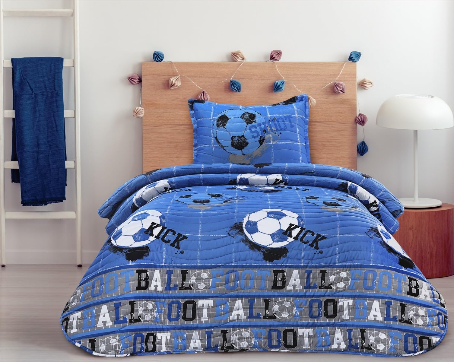 Colcha Bouti Cosida Cama Infantil y Juvenil Modelo Fútbol Quick Color Único Talla Cama 90
