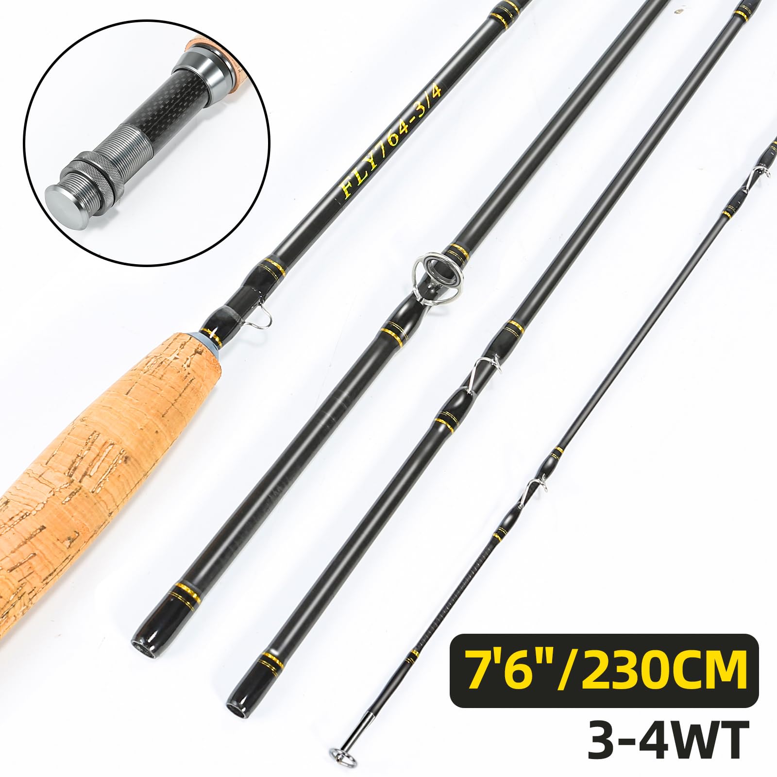 Fly Fishing Rod 6'8" 2-3wt or 7'6" 3-4wt 4 Pieces Portable Carbon Fiber Blanks Light Weight Fast Action for Freshwater Stream Travel Fishing (7 feet 6 inch 3/4wt) : Amazon.co.za: Sports & Fly Fishing Rod 6'8" 2-3wt or 7'6" 3-4wt 4 Pieces Portable Carbon Fiber Blanks Light Weight Fast Action for Freshwater Stream Travel Fishing (7 feet 6 inch 3/4wt) : Amazon.co.za: Sports &