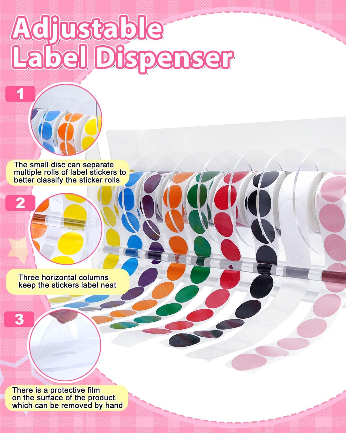 UCEC 9 Disks Sticker Roll Dispenser, Acrylic Label Sticker Holder