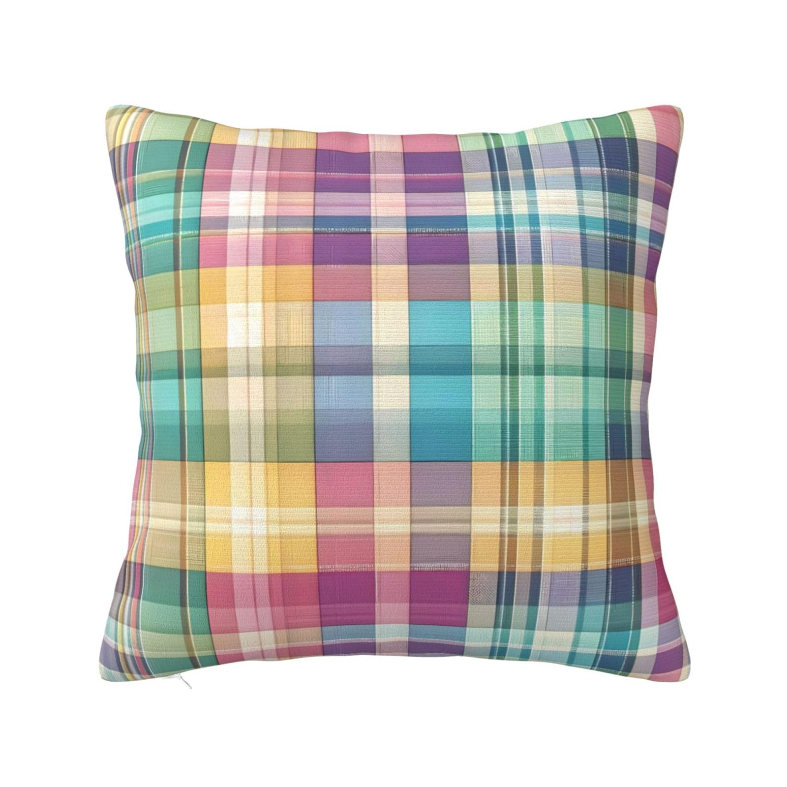 Spring Easter Pastel Plaid Tartan Pillowcase 24"x24"