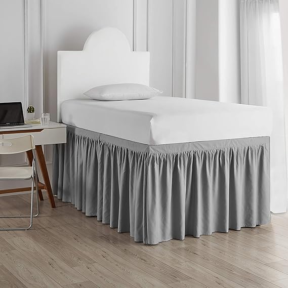 Bed Skirt Twin XL (3 Panel Set) Alloy Gray Home & Kitchen