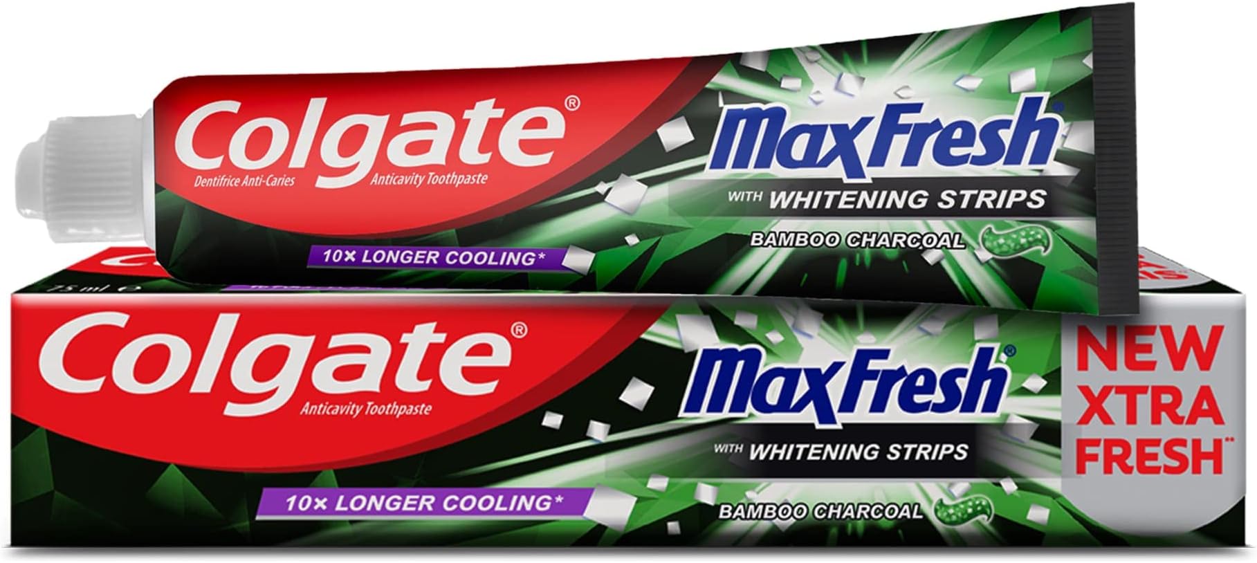 Max Fresh Toothpaste, with Whitening Strips, Bamboo Charcoal Toothpaste 100 ml
