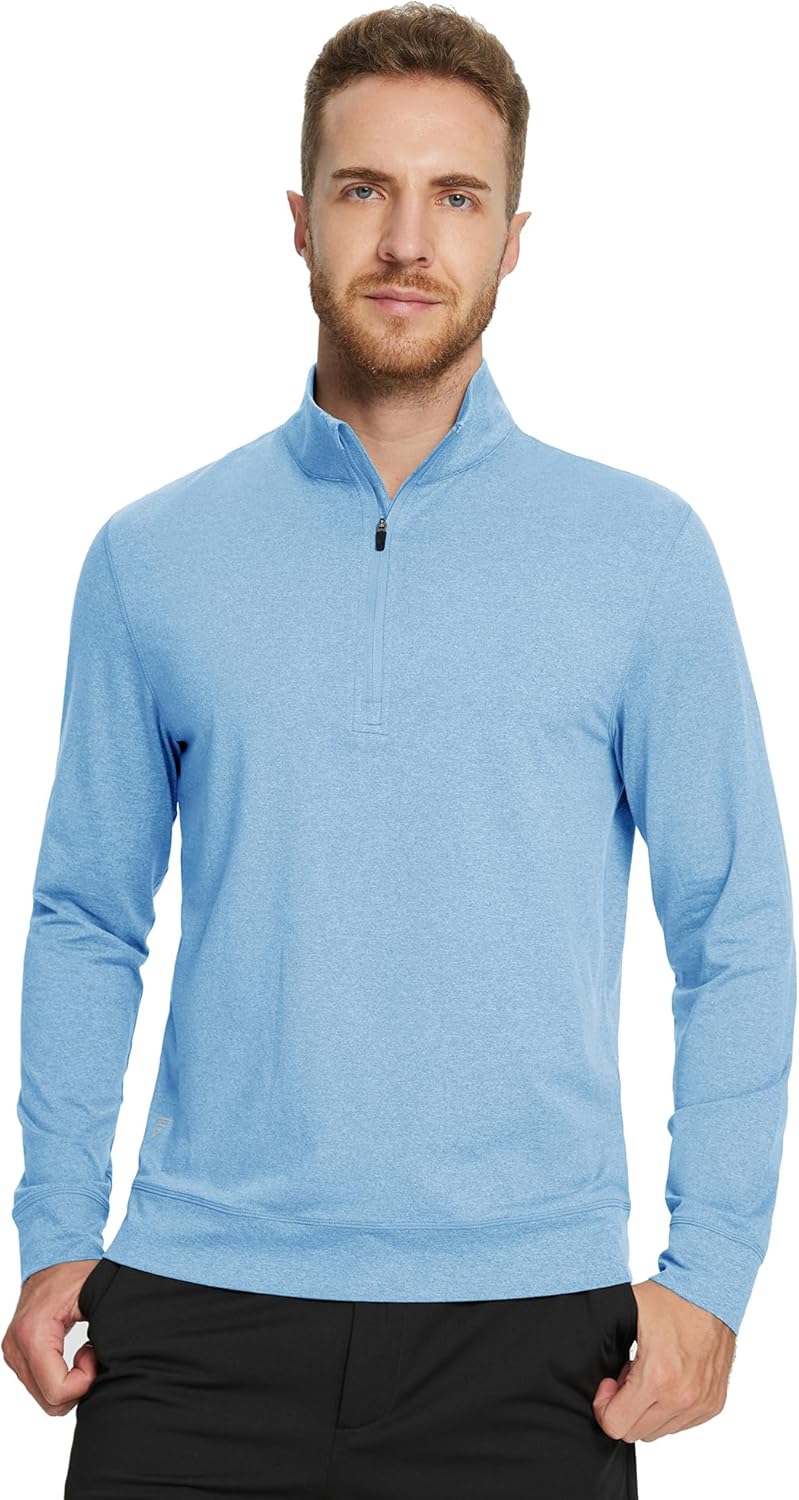 M MAELREG Quarter Zip Pullover Men Moisture Wicking Performance Heather Midlayer Golf 1/4 Zip Pullover Mens Sweatshirt - Image 3