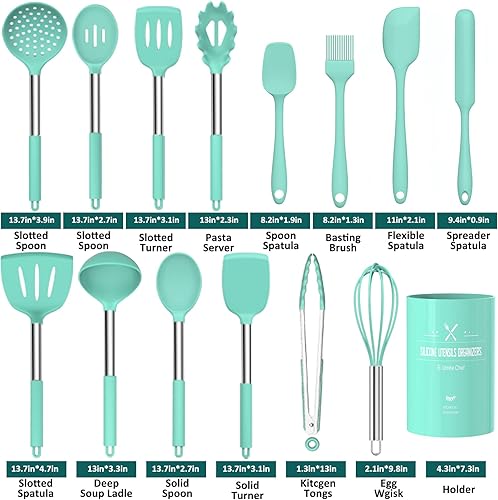 Miniatura 2 de Umite Chef - Juego de utensilios de cocina de silicona, 15 piezas, antiadherentes, los mejores utensilios de cocina de cocina con mango de acero