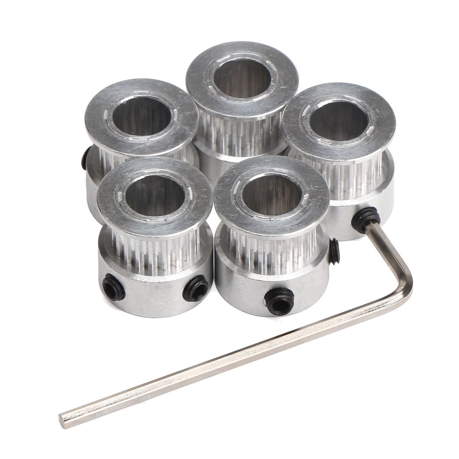 5x GT2 Zahnriemenscheibe 20 Zähne 5mm Bohrung Für 6mm Riemen – Inkl. M3-Schlüssel Für 3D-Drucker