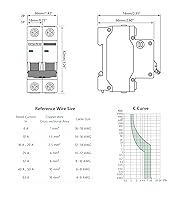 Vista 7 de Interruptor de Circuito en Miniatura AC, Interruptor de Circuito de 32 Amp 120V/240V de 1 Polo para Montaje en Riel DIN, Desconexión Solar AC