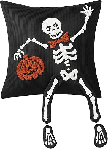 Miniatura 9 de Phantoscope - Paquete de 4 fundas de cojín con estampado de Halloween, frase en inglés Happy Halloween, diseño de serpiente, ojo del tótem, búho,