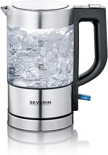 SEVERIN WK 3472 Mini Glass Kettle, 0.5 Litre, 1100 W, with Removable Anti-Limescale Filter, 100% BPA Free, Automatic Shut-…