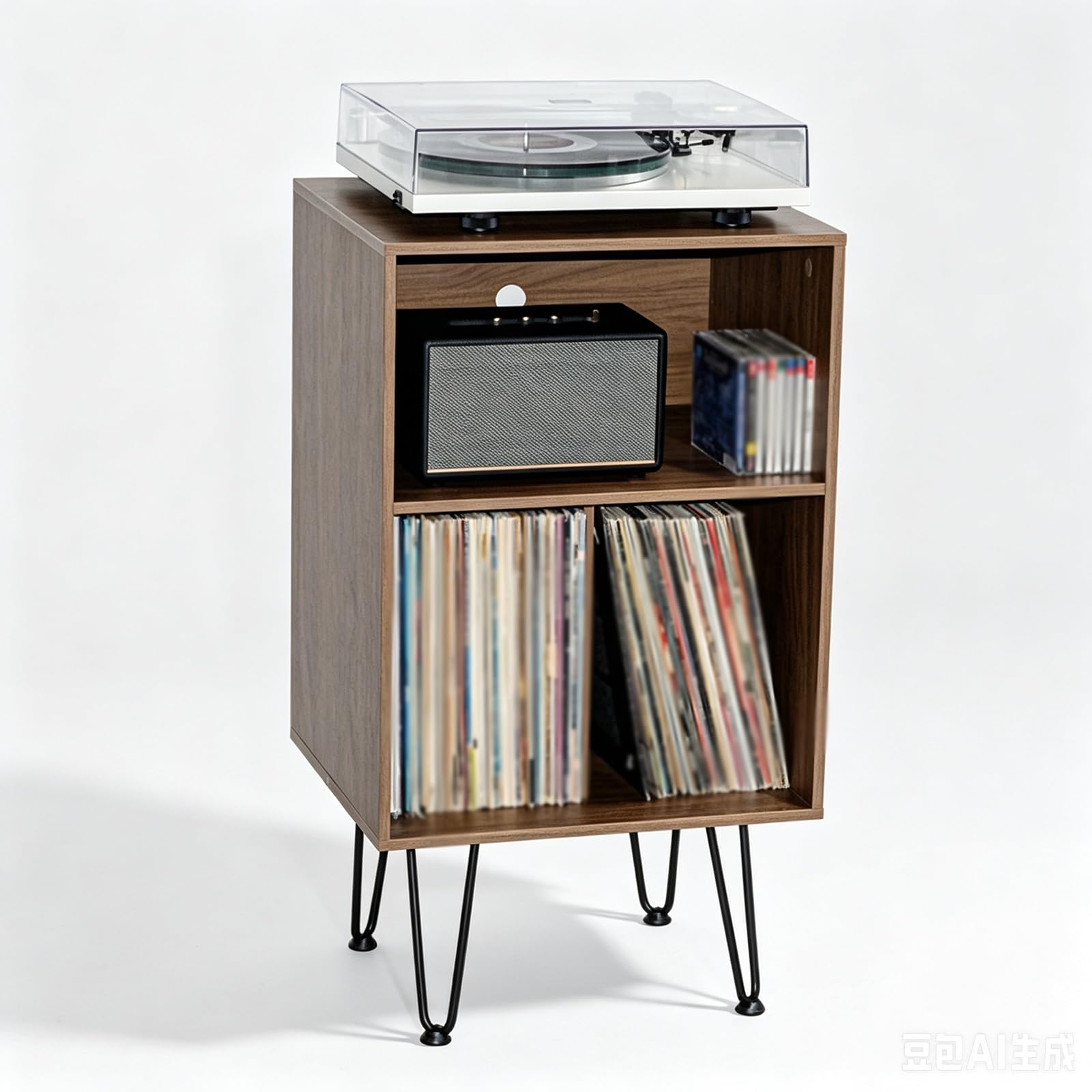 Mobile Hifi Vintage 2 Livelli, Legno Mobile Giradischi per Vinili | Mobile Audio per Giradischi, Dischi Vinile e Apparecchi HiFi per Casa(Brown)