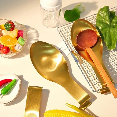 Miniatura 33 de Nuanchu 6 piezas de acero inoxidable para espátula, soporte para cucharón para estufa, soporte de espátula resistente para encimera, apto para Negro