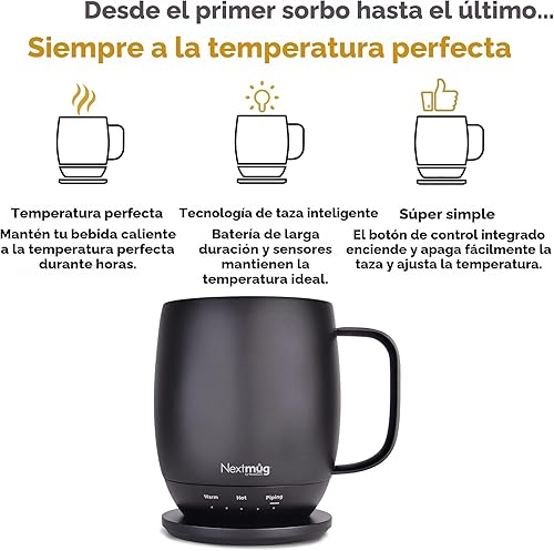 Miniatura 2 de Nextmug - Taza de café autocalentable con control de temperatura (negro, 14 onzas)