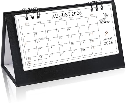 Desk Calendar 2026-2027, Small Standing Flip Calendar, Aug 2026 to Dec 2028 | Gannyfer 29-Month Mini Desktop Calendar for Home, School, Office 6.89" x 3.54" Black