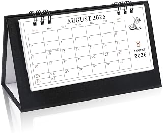 Desk Calendar 2026-2027, Small Standing Flip Calendar, Aug 2026 to Dec 2028 | Gannyfer 29-Month Mini Desktop Calendar for Home, School, Office (6.89" x 3.54" Black)